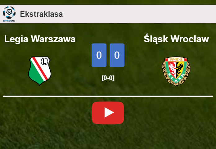 Legia Warszawa draws 0-0 with Śląsk Wrocław on Sunday. HIGHLIGHTS