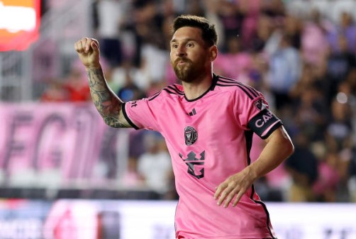 Lionel Messi Celebrates His Brace