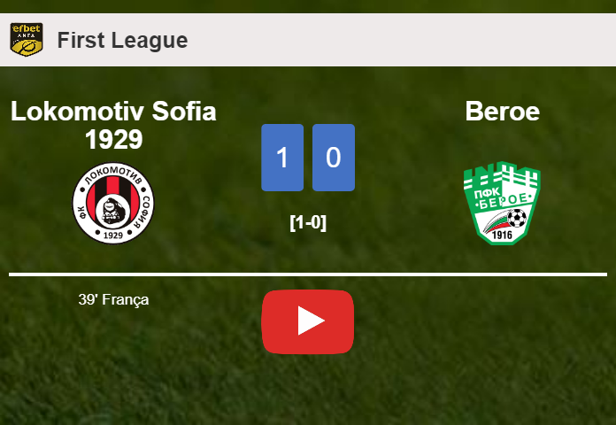 Lokomotiv Sofia 1929 prevails over Beroe 1-0 with a goal scored by França. HIGHLIGHTS