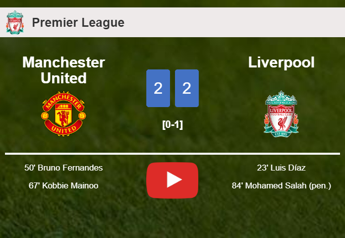 Manchester United and Liverpool draw 2-2 on Sunday. HIGHLIGHTS