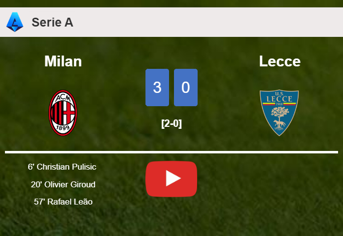 Milan overcomes Lecce 3-0. HIGHLIGHTS