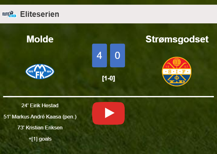 Molde wipes out Strømsgodset 4-0 after playing a fantastic match. HIGHLIGHTS