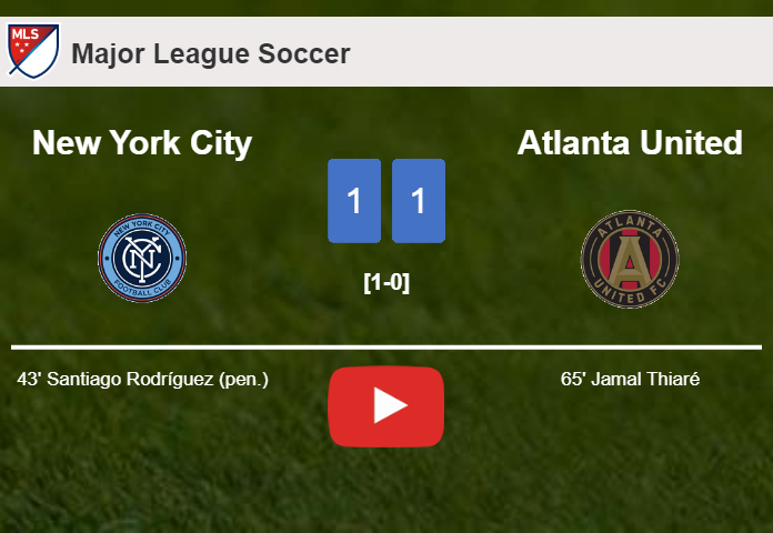 New York City and Atlanta United draw 1-1 on Saturday. HIGHLIGHTS