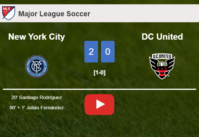 New York City prevails over DC United 2-0 on Saturday. HIGHLIGHTS