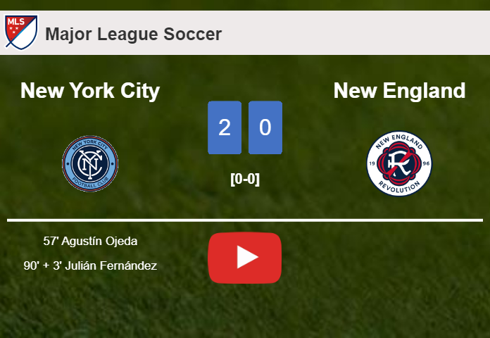 New York City overcomes New England 2-0 on Saturday. HIGHLIGHTS
