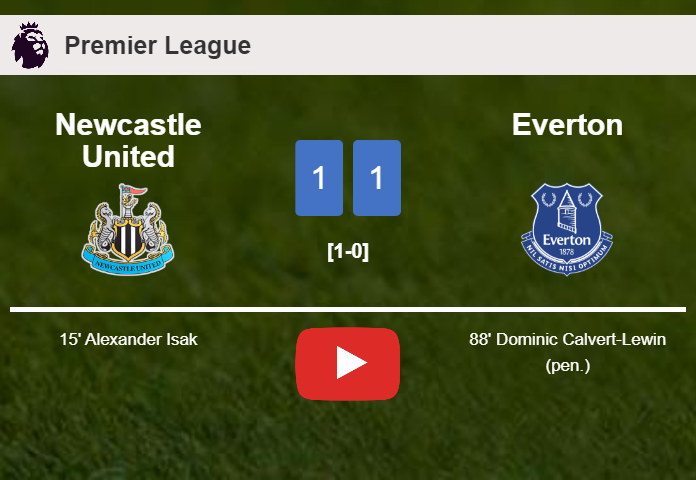 Everton grabs a draw against Newcastle United. HIGHLIGHTS