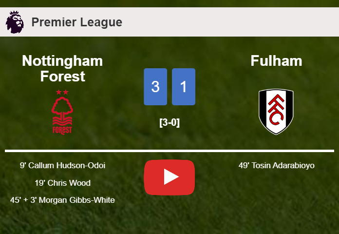 Nottingham Forest conquers Fulham 3-1. HIGHLIGHTS
