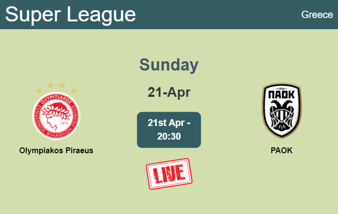 How to watch Olympiakos Piraeus vs. PAOK on live stream and at what time