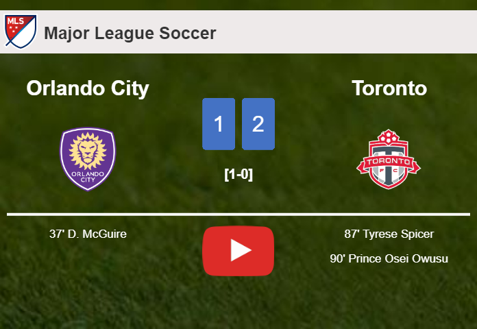Toronto recovers a 0-1 deficit to conquer Orlando City 2-1. HIGHLIGHTS