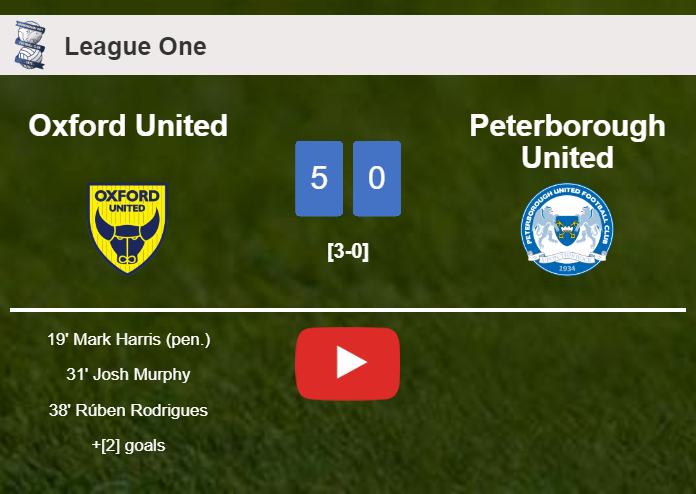 Oxford United crushes Peterborough United 5-0 playing a great match. HIGHLIGHTS