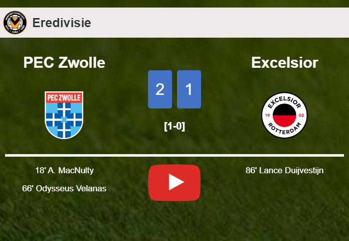 PEC Zwolle seizes a 2-1 win against Excelsior. HIGHLIGHTS