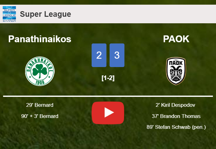 PAOK conquers Panathinaikos 3-2. HIGHLIGHTS