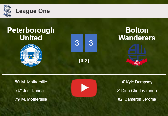 Peterborough United and Bolton Wanderers draws a exciting match 3-3 on Saturday. HIGHLIGHTS