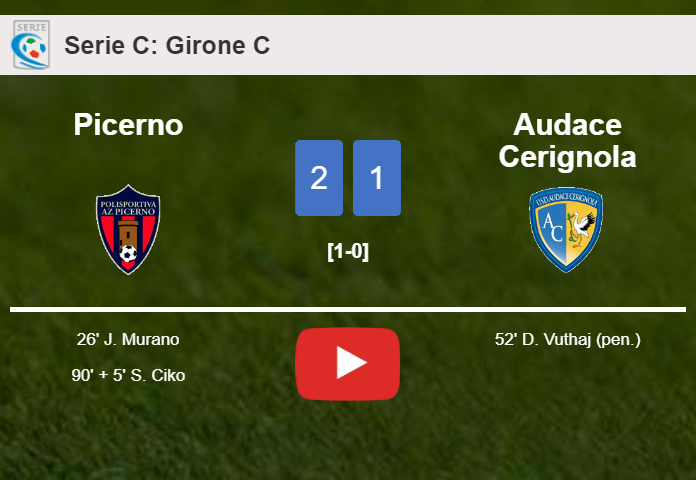 Picerno seizes a 2-1 win against Audace Cerignola. HIGHLIGHTS