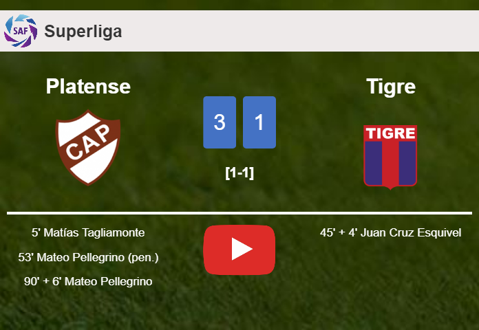 Platense conquers Tigre 3-1. HIGHLIGHTS