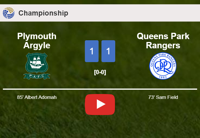 Plymouth Argyle grabs a draw against Queens Park Rangers. HIGHLIGHTS