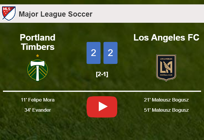 Portland Timbers and Los Angeles FC draw 2-2 on Thursday. HIGHLIGHTS
