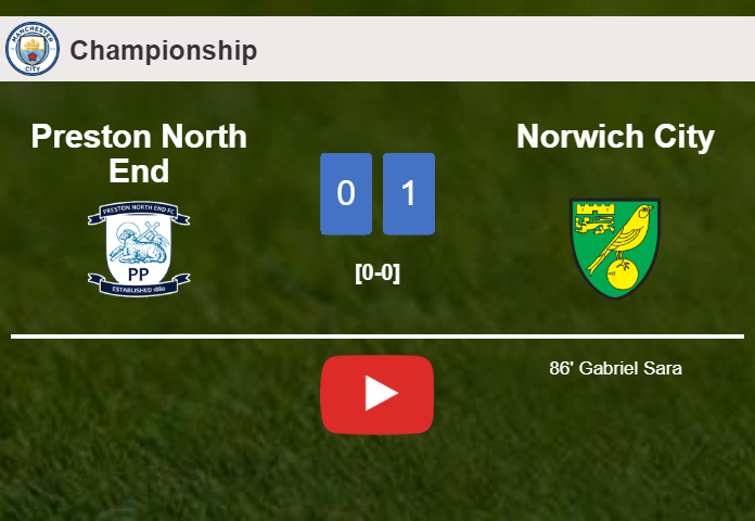 Norwich City prevails over Preston North End 1-0 with a late goal scored by G. Sara. HIGHLIGHTS