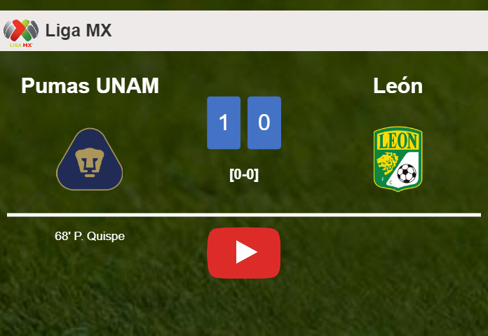Pumas UNAM conquers León 1-0 with a goal scored by P. Quispe. HIGHLIGHTS