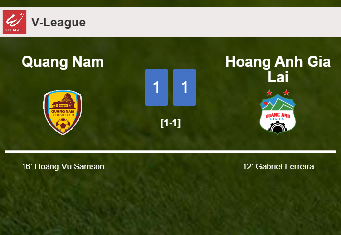 Quang Nam and Hoang Anh Gia Lai draw 1-1 on Thursday