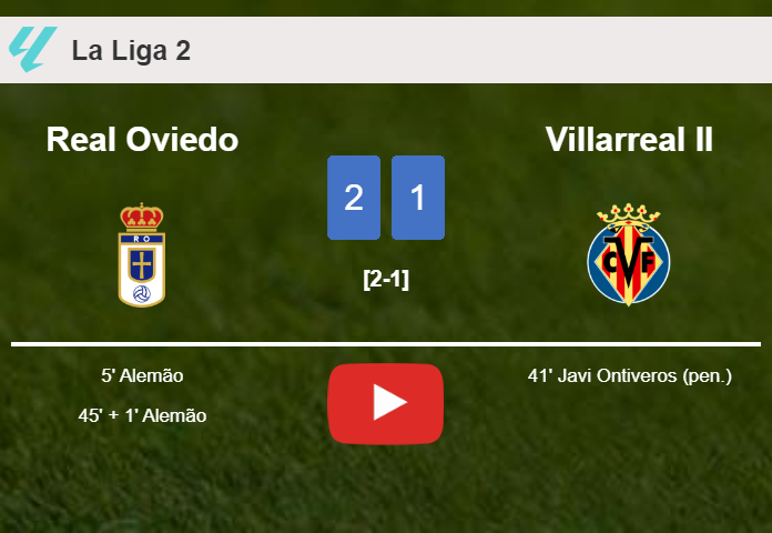 Real Oviedo tops Villarreal II 2-1 with Alemão scoring 2 goals. HIGHLIGHTS
