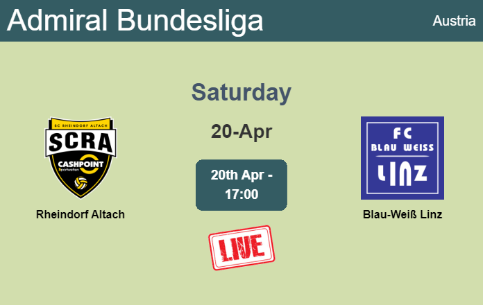 How to watch Rheindorf Altach vs. Blau-Weiß Linz on live stream and at what time