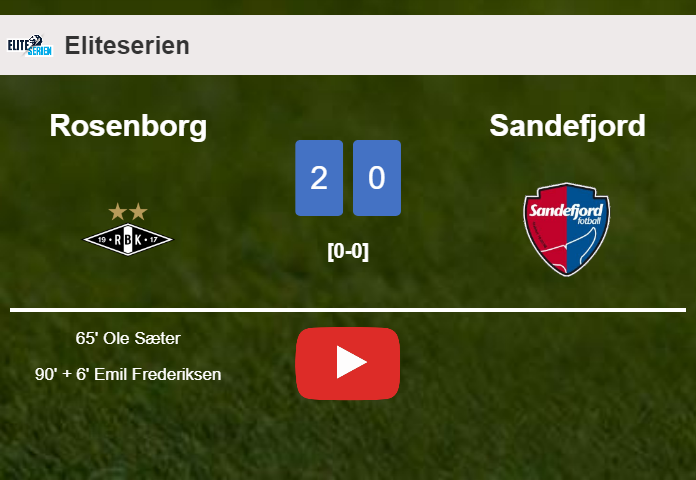 Rosenborg tops Sandefjord 2-0 on Monday. HIGHLIGHTS