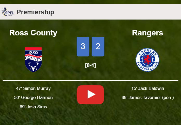 Ross County conquers Rangers 3-2. HIGHLIGHTS