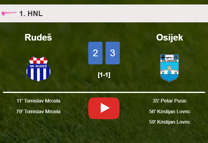 Osijek beats Rudeš 3-2. HIGHLIGHTS