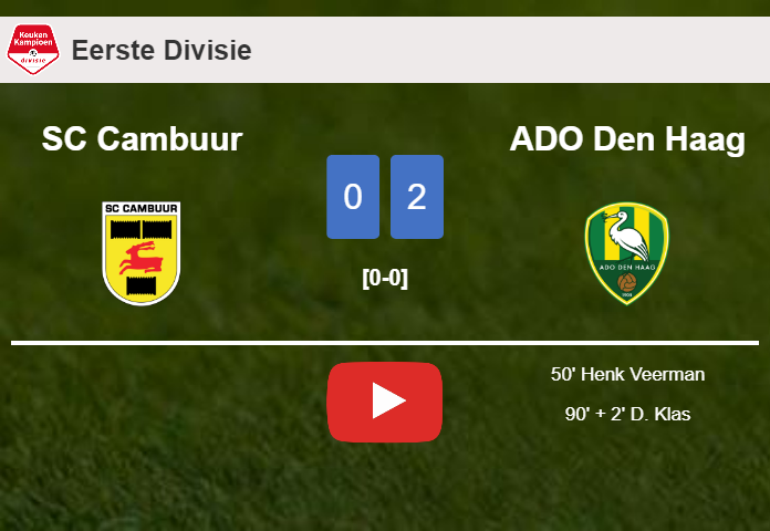 ADO Den Haag overcomes SC Cambuur 2-0 on Friday. HIGHLIGHTS