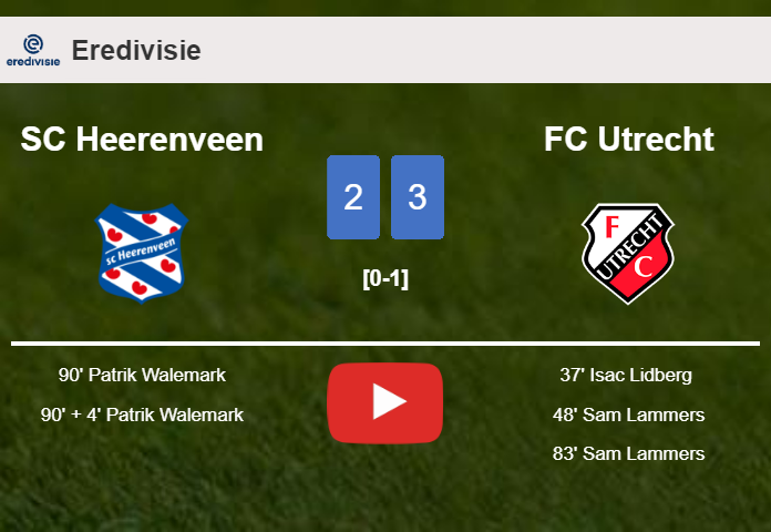 FC Utrecht defeats SC Heerenveen 3-2. HIGHLIGHTS