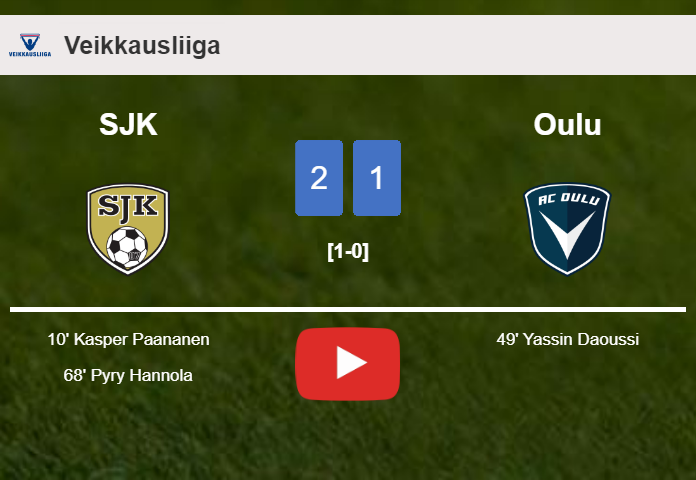 SJK overcomes Oulu 2-1. HIGHLIGHTS