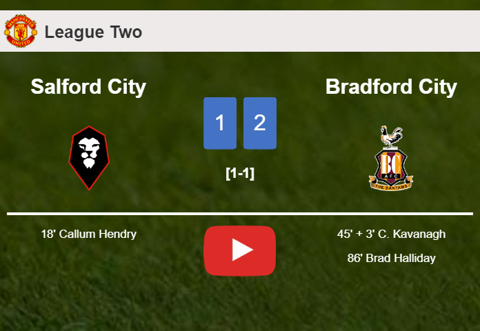 Bradford City recovers a 0-1 deficit to overcome Salford City 2-1. HIGHLIGHTS
