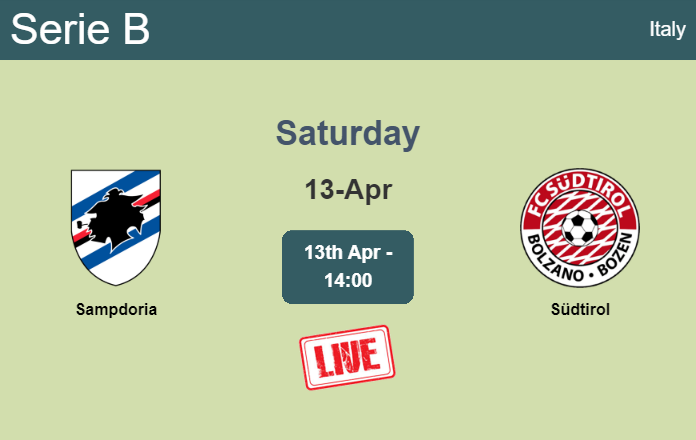 How to watch Sampdoria vs. Südtirol on live stream and at what time