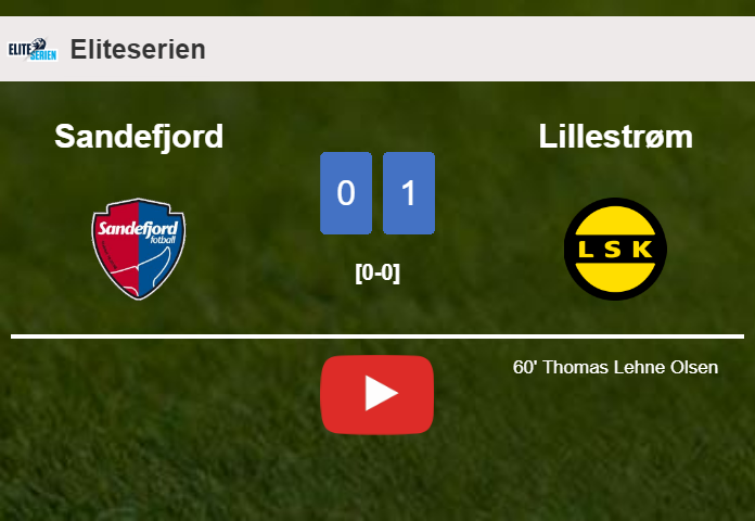 Lillestrøm beats Sandefjord 1-0 with a goal scored by T. Lehne. HIGHLIGHTS