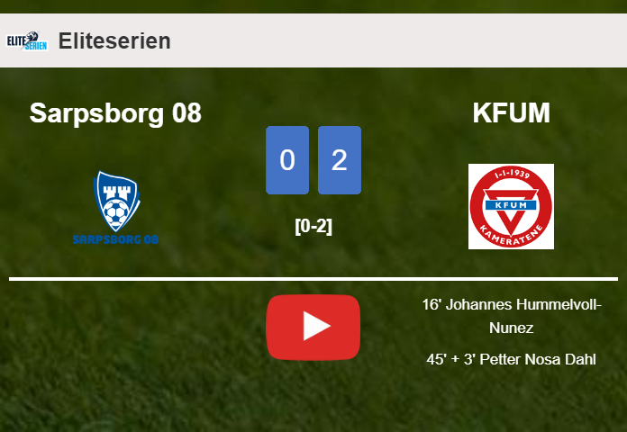 KFUM beats Sarpsborg 08 2-0 on Sunday. HIGHLIGHTS