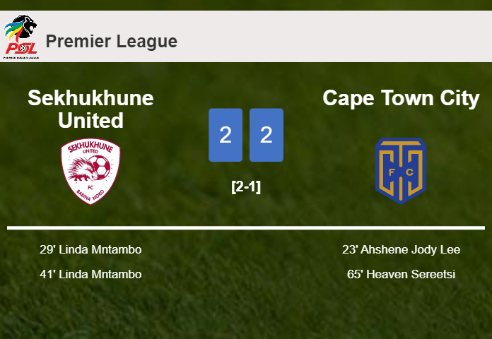 Sekhukhune United and Cape Town City draw 2-2 on Tuesday