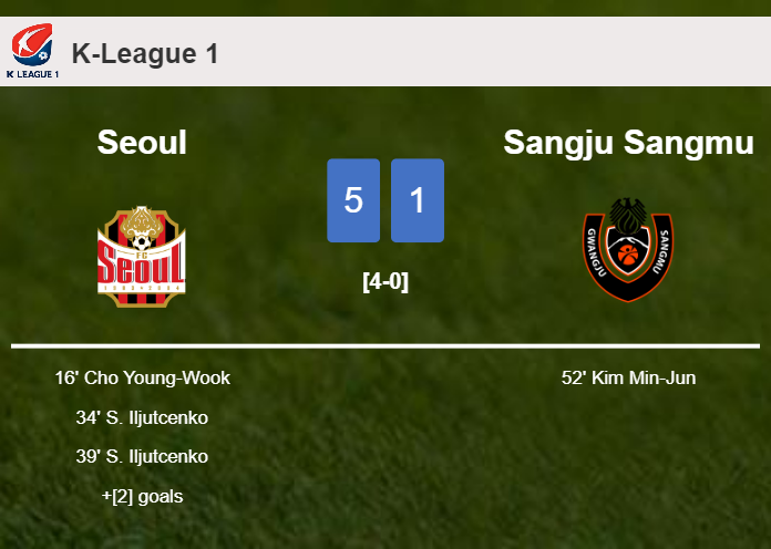 Seoul estinguishes Sangju Sangmu 5-1 