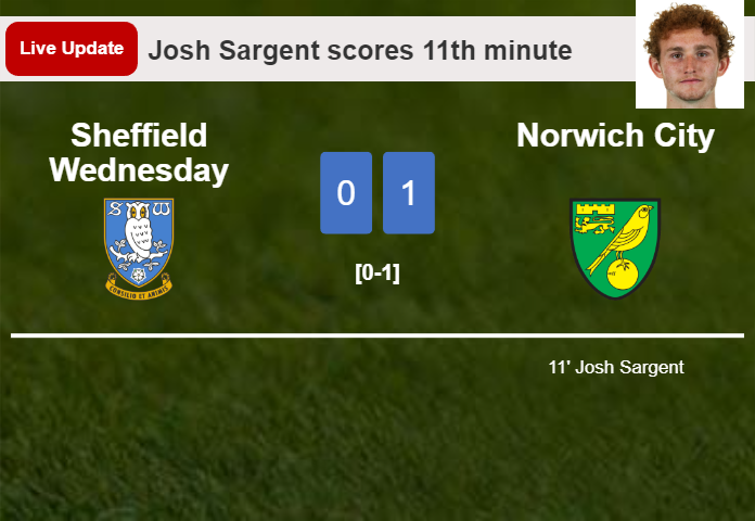 LIVE UPDATES. Norwich City extends the lead over Sheffield Wednesday with a goal from Borja Sainz in the 16th minute and the result is 2-0