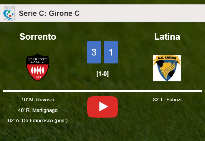 Sorrento conquers Latina 3-1. HIGHLIGHTS