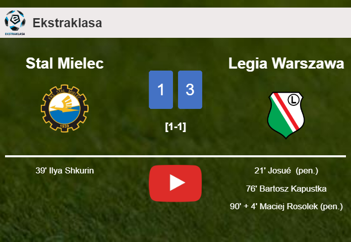 Legia Warszawa defeats Stal Mielec 3-1. HIGHLIGHTS