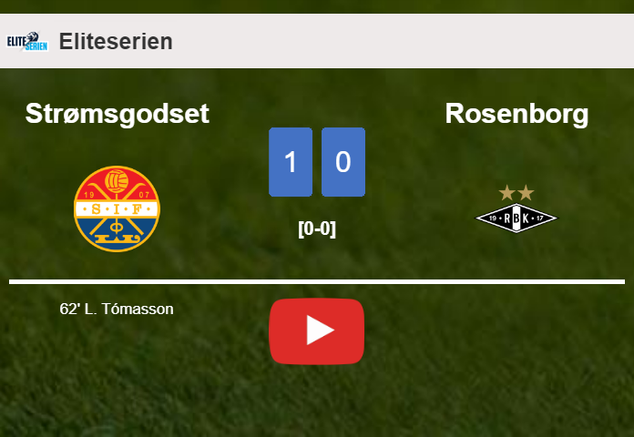 Strømsgodset beats Rosenborg 1-0 with a goal scored by L. Tómasson. HIGHLIGHTS