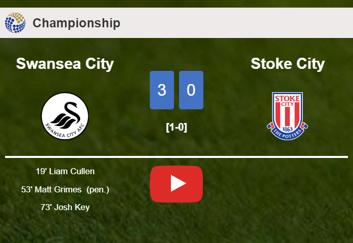 Swansea City defeats Stoke City 3-0. HIGHLIGHTS