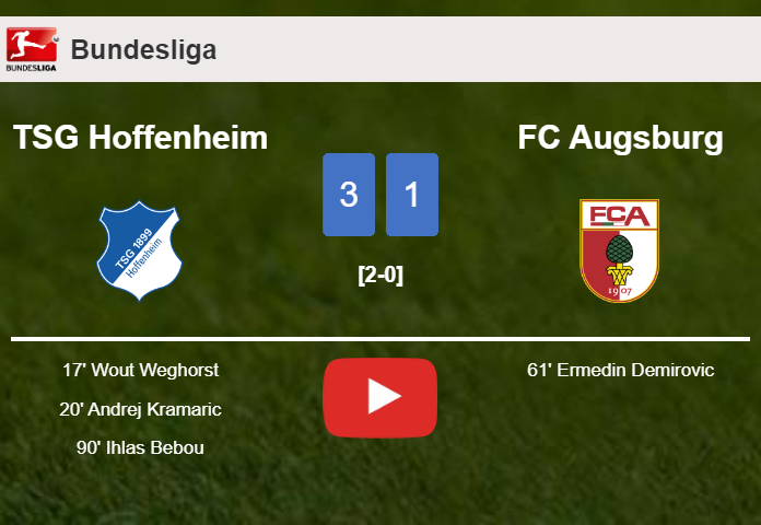 TSG Hoffenheim prevails over FC Augsburg 3-1. HIGHLIGHTS