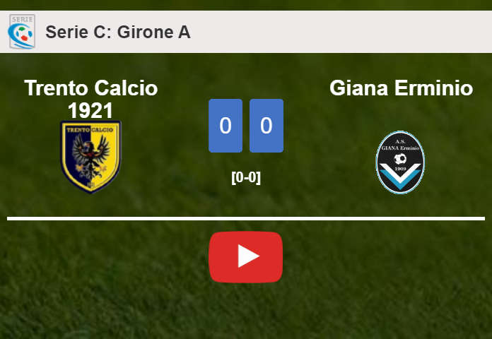 Trento Calcio 1921 draws 0-0 with Giana Erminio on Saturday. HIGHLIGHTS