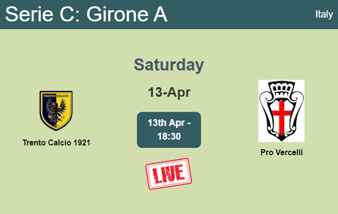 How to watch Trento Calcio 1921 vs. Pro Vercelli on live stream and at what time