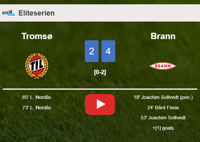 Brann defeats Tromsø 4-2. HIGHLIGHTS