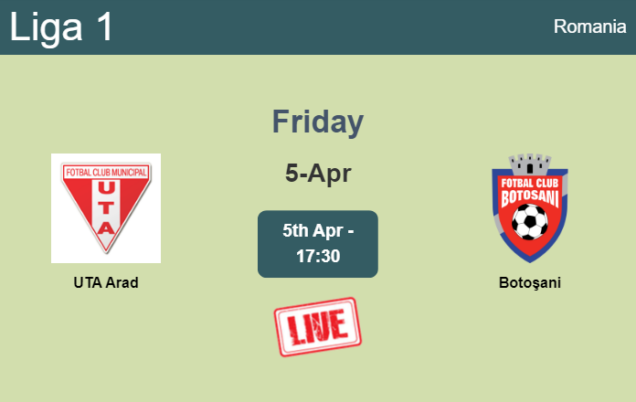 How to watch UTA Arad vs. Botoşani on live stream and at what time