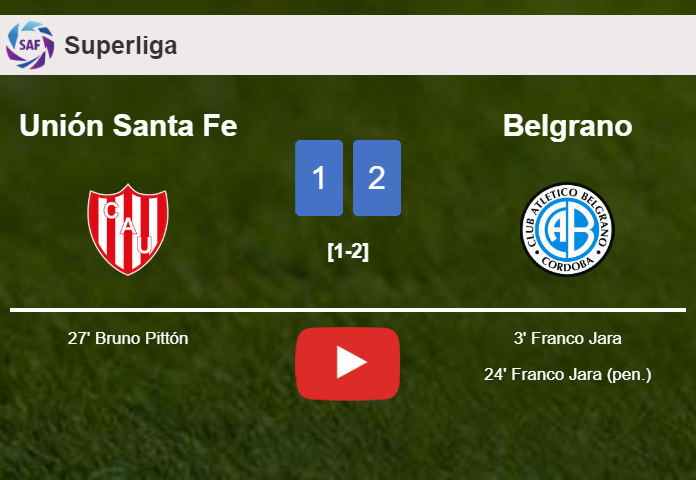 Belgrano beats Unión Santa Fe 2-1 with F. Jara scoring 2 goals. HIGHLIGHTS