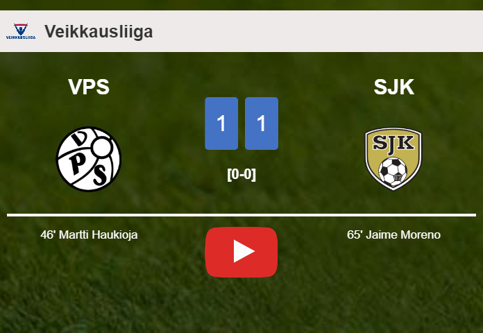 VPS and SJK draw 1-1 on Friday. HIGHLIGHTS